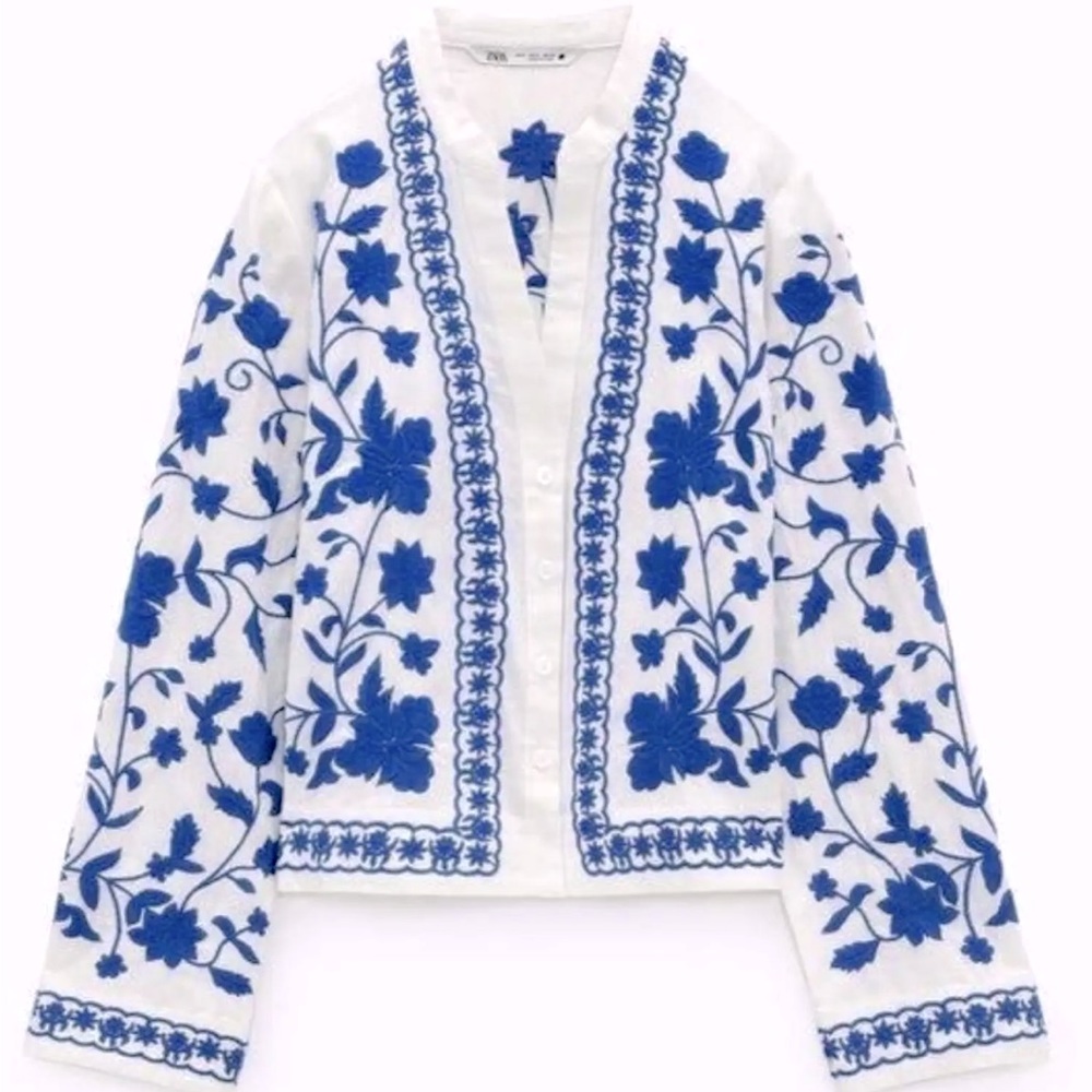 Zara white embroidered top